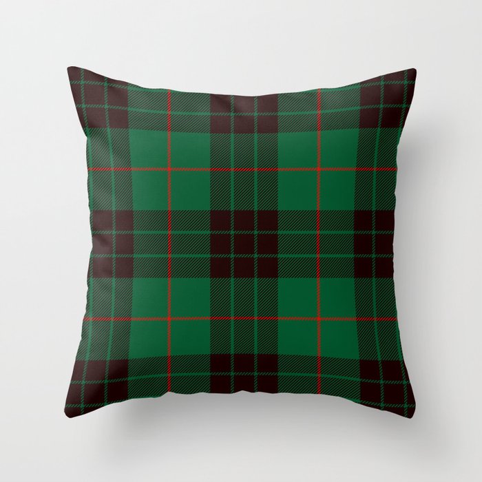 Dark Green Tartan with Black and Red Stripes Throw Pillow