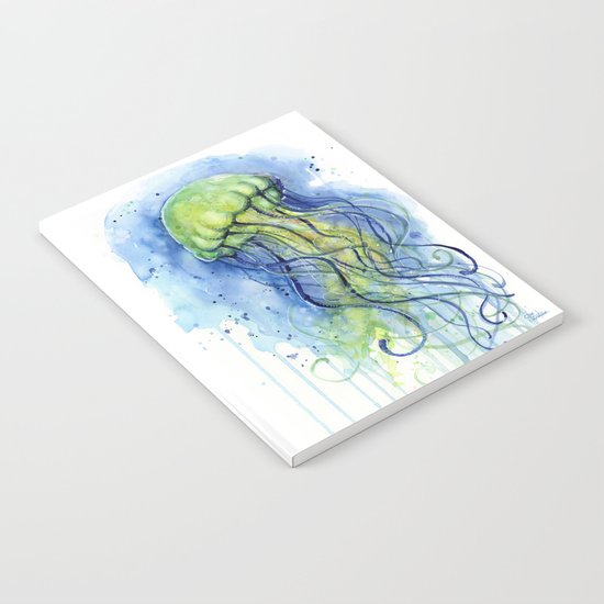 Jellyfish Watercolor Beautiful Sea Creatures Notebook