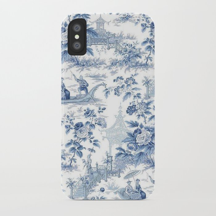 powder blue chinoiserie toile iphone case