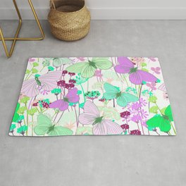 pastel pink green fluo butterflies  Area & Throw Rug