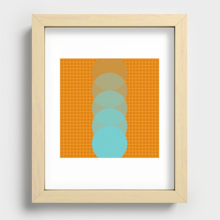 Grid retro color shapes 4 Recessed Framed Print