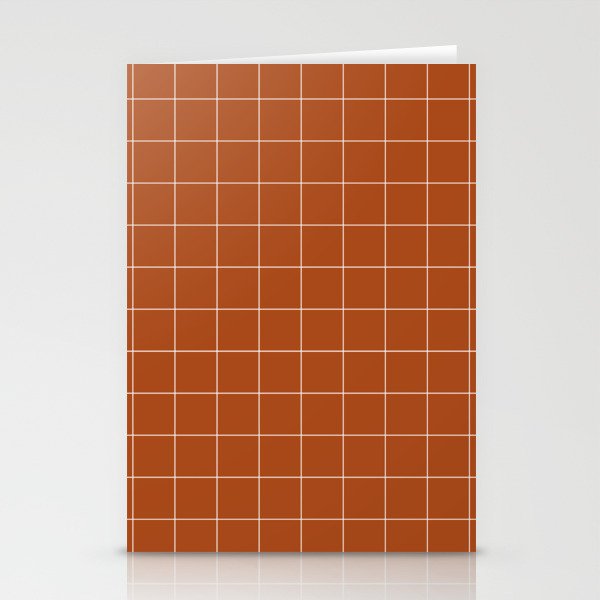 Windowpane Check Grid (white/burnt orange) Stationery Cards