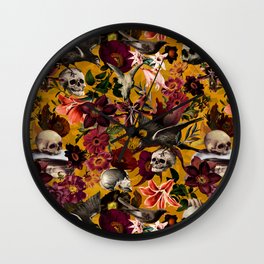 Vintage & Shabby Chic - Floral and Skull Gothic Pattern Wall Clock