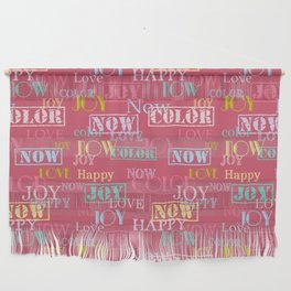 Enjoy The Colors - Colorful typography modern abstract pattern on  Terracotta Red color background  Wall Hanging