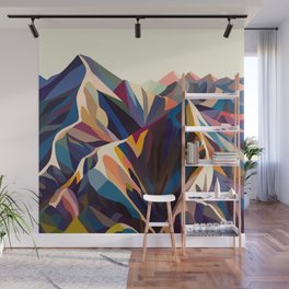 Mountains original Wall Mural | Curated, Illustration, Graphicdesign, Kaleidoscope, Mountains, Colorful, Landscape, Graphic, Hills, Nature 
