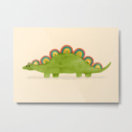 Rainbow colored dinosaur (stegosaurus) Metal Print | Curated, Digital, Dinosaurs, Colorful, Kids, Illustration, Dinosaur, Funny, Adorable, Jurassic 