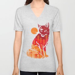 Sunset Fox - animal t shirt, animal print t shirt, wildlife t shirt V Neck T Shirt