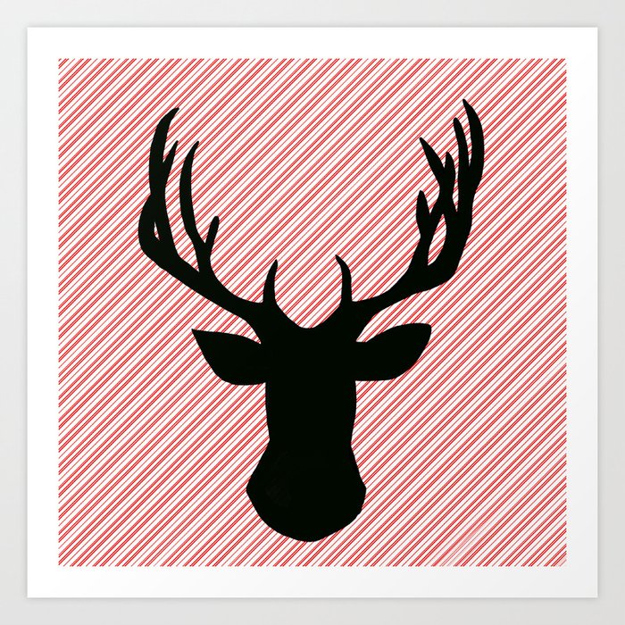 Candy Cane Reindeer Silhouette Art Print By Allisonlasalle Society6