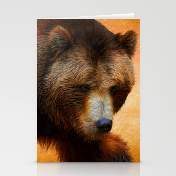Grizzly Bear Painted Stationery Cards By Judyvincentphotoart