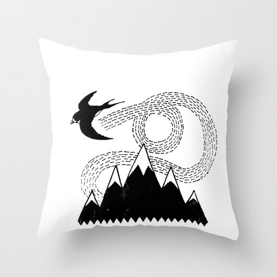 Mountain Swallow Throw Pillow