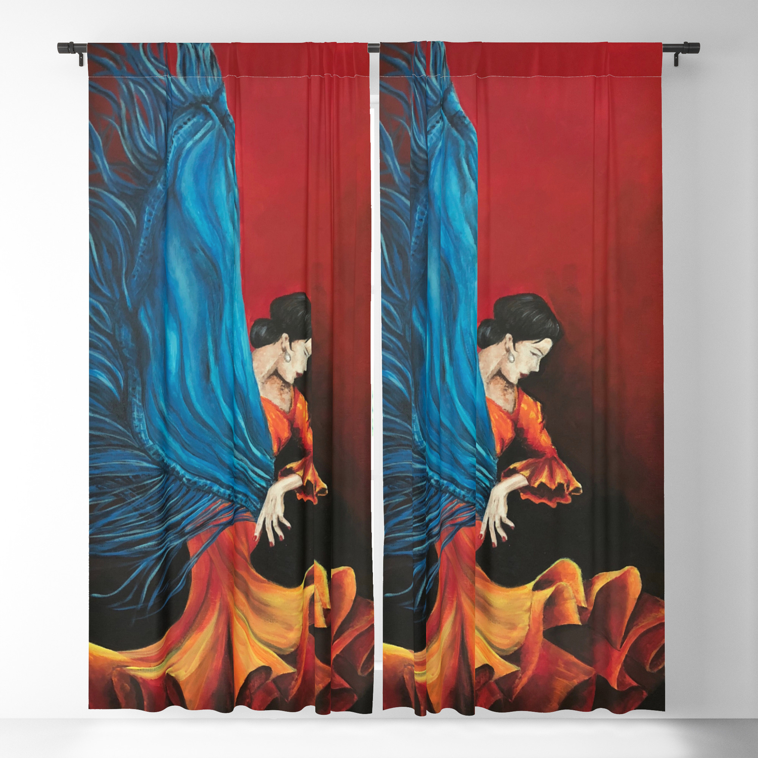 Spanish Flamenco Dancer Blackout Curtain By Claudianolascoart67
