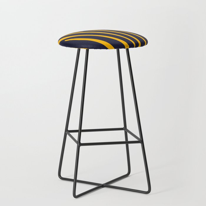 Abstract Zebra Stripes Pattern - Blue and Yellow Bar Stool