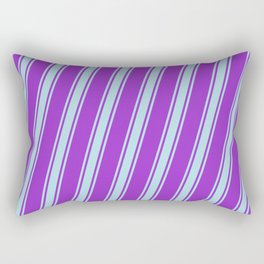 [ Thumbnail: Dark Orchid and Powder Blue Colored Striped/Lined Pattern Rectangular Pillow ]
