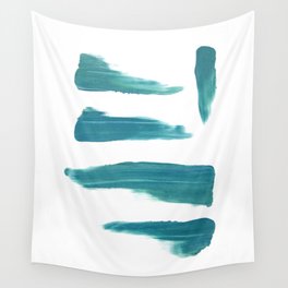 Five Teal Brushstrokes Wall Tapestry
