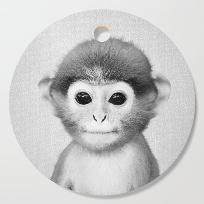 Baby Monkey - Black & White Cutting Board
