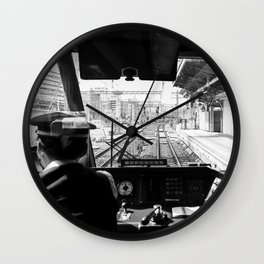 Japanese train driver | Shinkansen view from the operator's cabin | Tokyo to Kyoto | Travel Photography Wall Clock