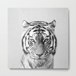 Tiger - Black & White Metal Print