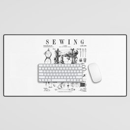 Sewing Machine Quilting Quilter Crafter Vintage Patent Print Desk Mat