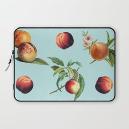 Vintage Peaches (Cyan Background) Laptop Sleeve
