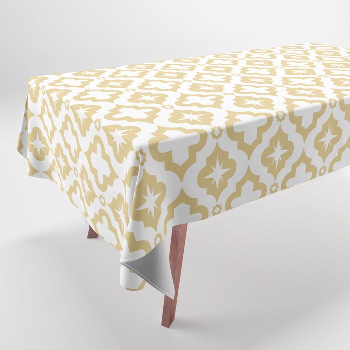 Tan Ornamental Arabic Pattern Tablecloth