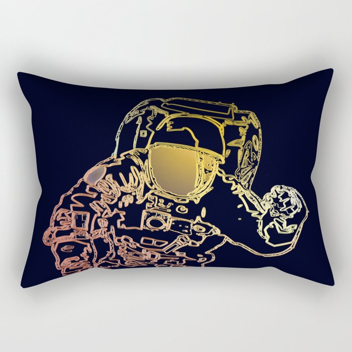 Astronaut in Deep Space Walk with Sun Reflection Rectangular Pillow