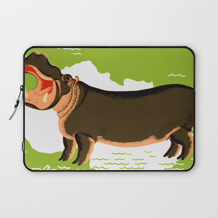 Vintage African Hippo Zoo Ad Laptop Sleeve