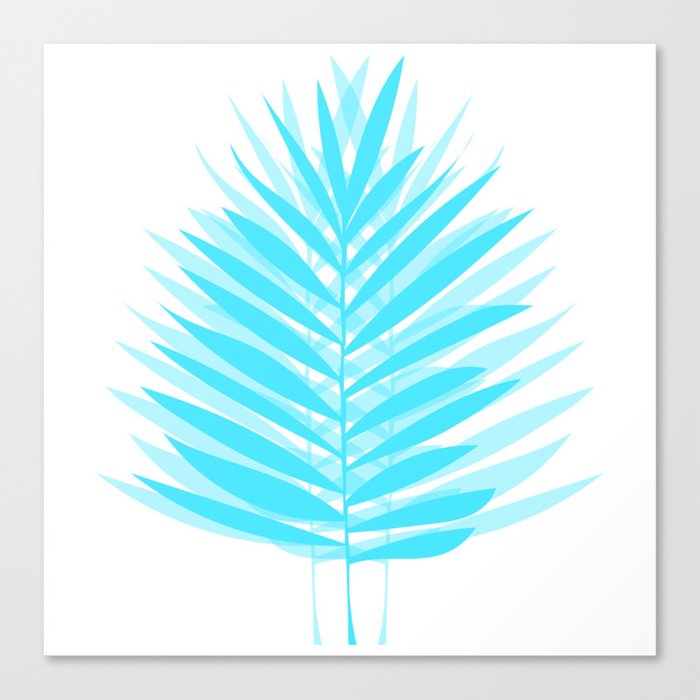 Palma - Bright Colorful Minimal Modern FLoral Plam Leaf Art Design in Blue Canvas Print