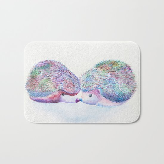 Watercolour Hedgehogs Bath Mat