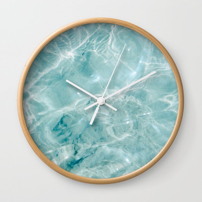 Clear blue water | Colorful ocean photography print | Turquoise sea Wall Clock