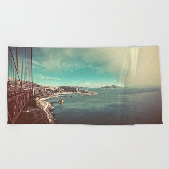 San Francisco Bay from Golden Gate Bridge Beach Towel