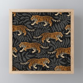 Tigers - black and charcoal  Framed Mini Art Print