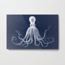 Navy, Giant Octopus Poster, Octopus Art Print, Lord Bodner's Octopus, Lord Bodner Octopus, Nautical Octopus, Giant Octopus Poster, Nautical Art Metal Print