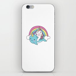Narwhal Unicorn Ocean Unicorn Kawaii Rainbow iPhone Skin