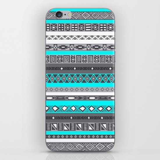 Ice Mint Blue Grey Aztec Pattern iPhone iPhone Skin
