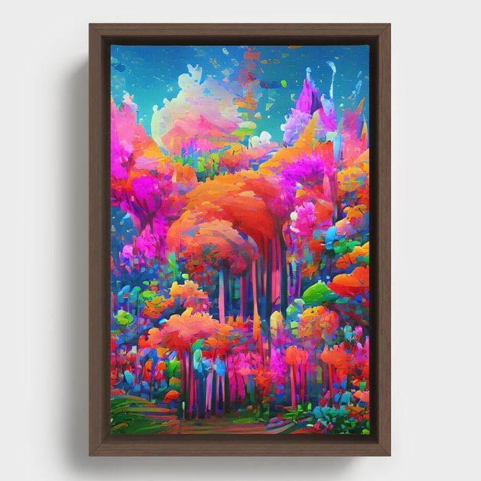 Infinite colorful forest Framed Canvas