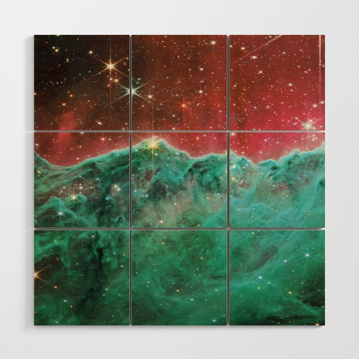 Cosmic Cliffs Carina Turquoise Teal Red Wood Wall Art