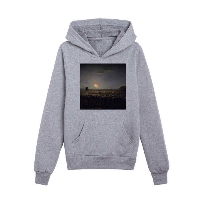 Jean-Francois Millet - The Sheepfold, Moonlight 1860 Kids Pullover Hoodie