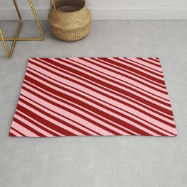 [ Thumbnail: Pink & Dark Red Colored Striped/Lined Pattern Rug ]