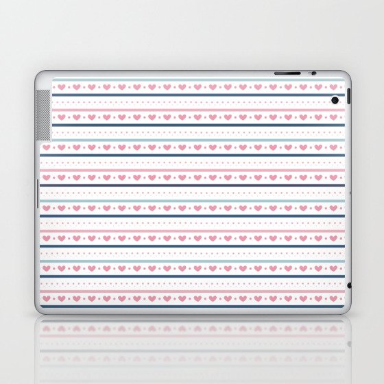 Pastel Lines with Hearts Laptop & iPad Skin