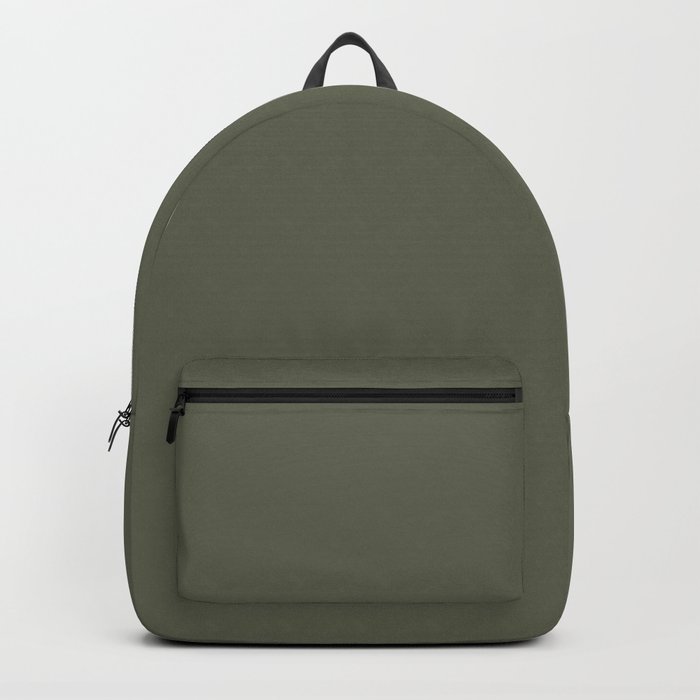 Dark Green-Brown Solid Color Pantone Four Leaf Clover 18-0420 TCX Shades of Green Hues Backpack