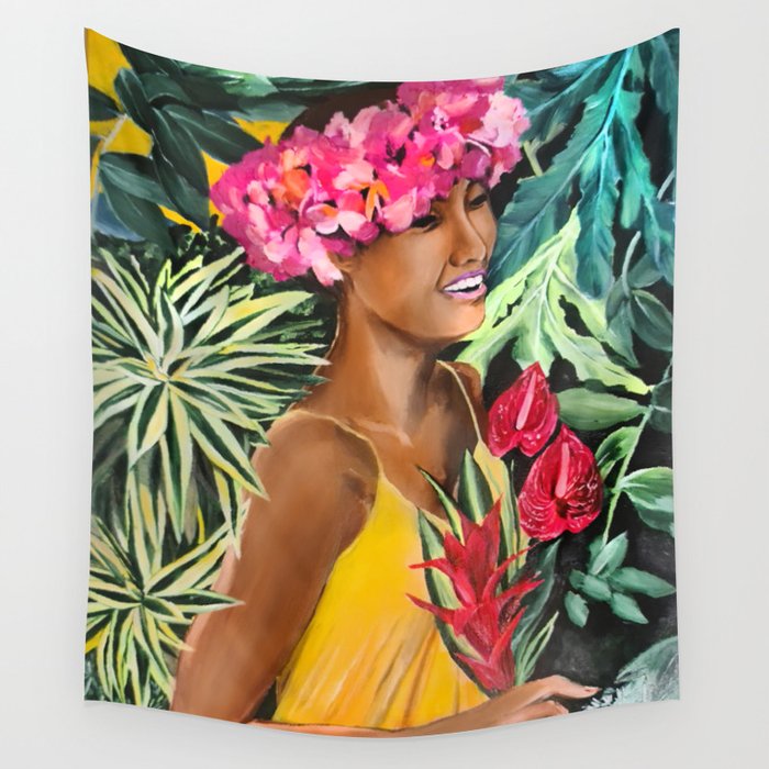 lady flowers Wall Tapestry