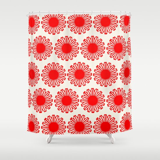 vintage flowers red Shower Curtain