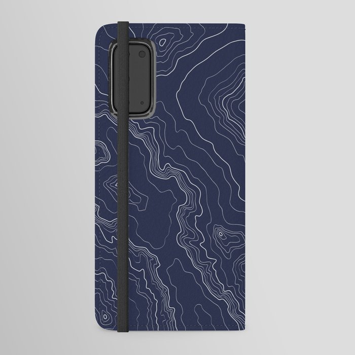 Navy topography map Android Wallet Case