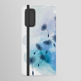 Blue Dandelion Seeds on Watercolor Android Wallet Case