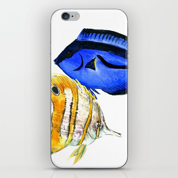 Coral Fish, tropical fish artwork, coral sea world iPhone Skin