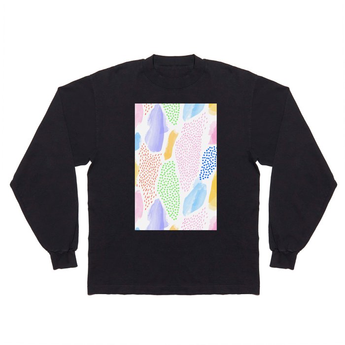 Abstract hand drawn shapes doodle pattern Long Sleeve T Shirt