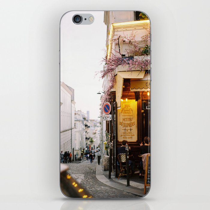 Dreamy Street in Montmartre, Paris with Parisian Cafe iPhone Skin