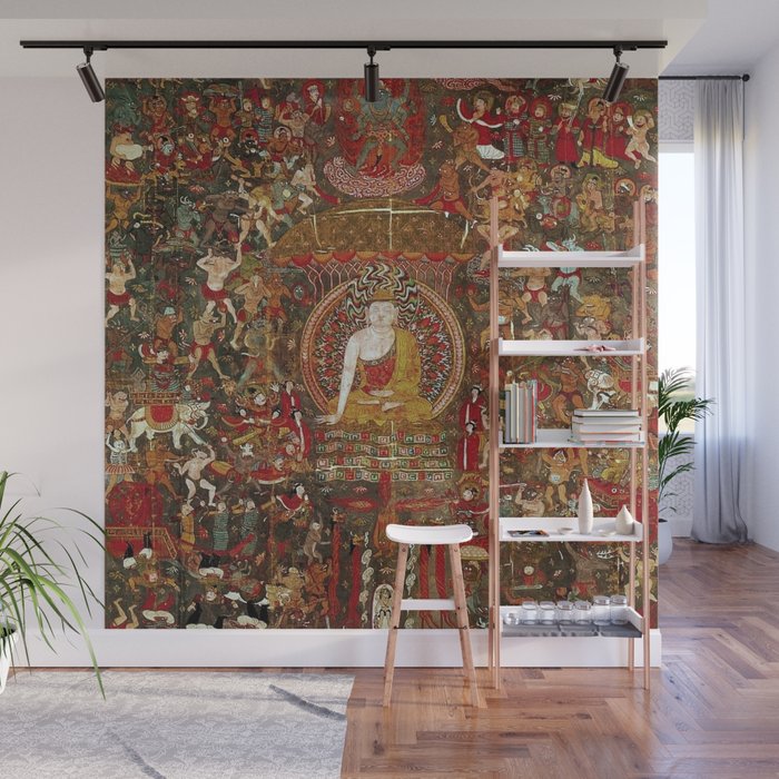 Tibetan Buddhist Thangka Sakyamuni’s Temptation  Wall Mural