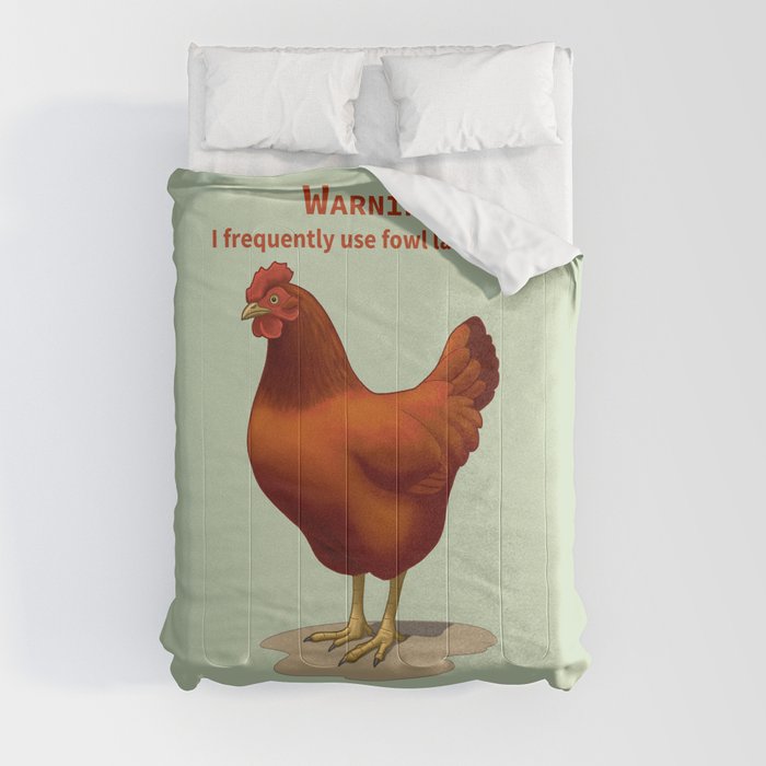 Funny Rhode Island Red Hen Fowl Language Chicken Farmer Comforter