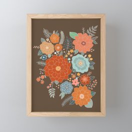 Brown retro flowers  Framed Mini Art Print